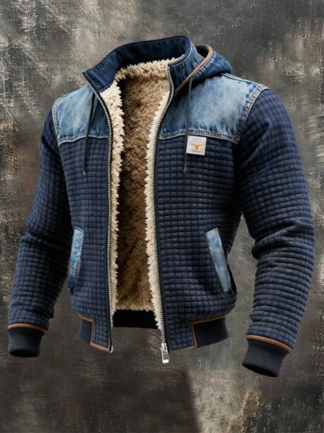 QUILTED JACKET WITH DENIM DETAILS