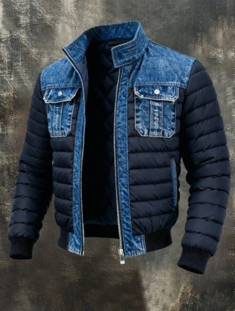 QUILTED JACKET WITH REFINED DENIM DETAILS