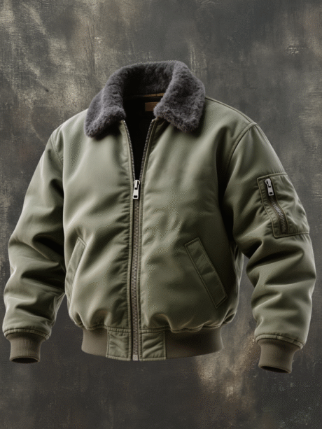 FUR COLLAR BOMBER JACKET